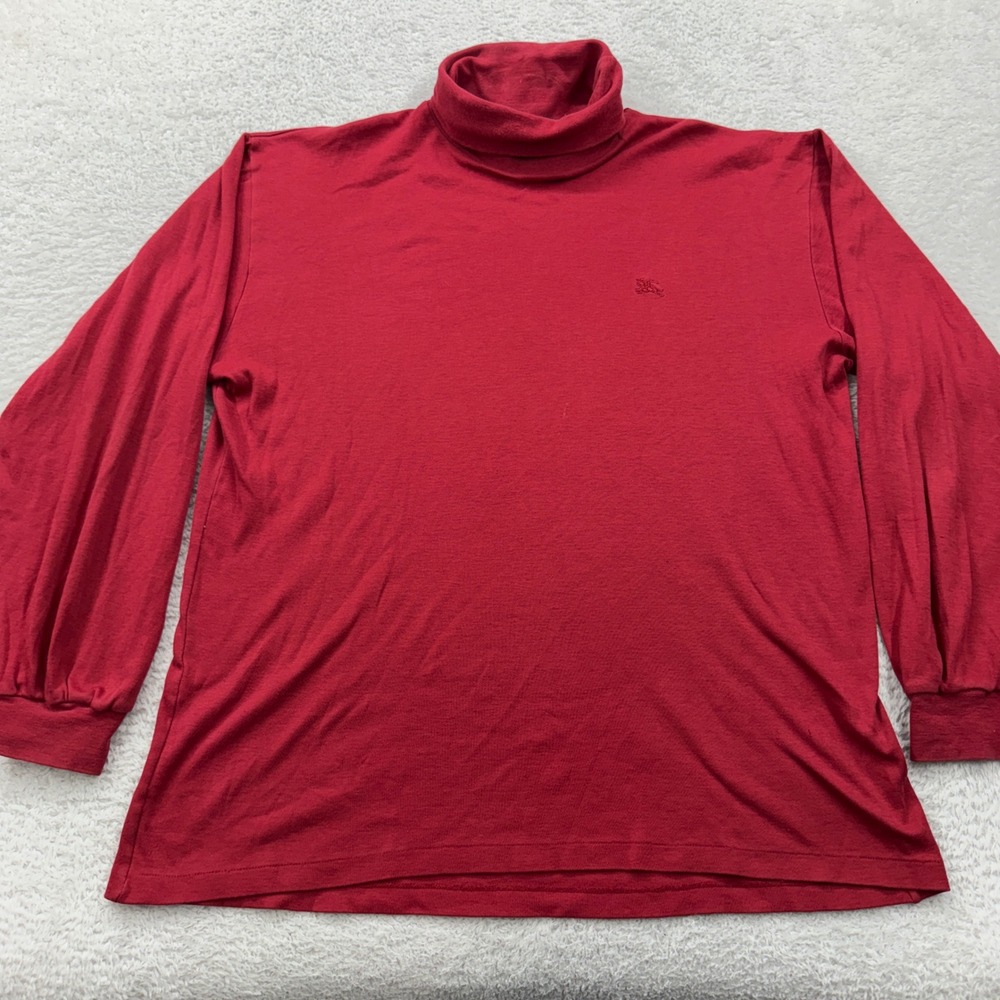 Burberrys of London Vintage Mens Red Cotton Turtleneck Sweater Size M USA Made